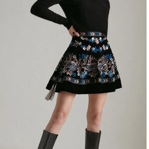 Karen Millen Embroidered Black Skirt
